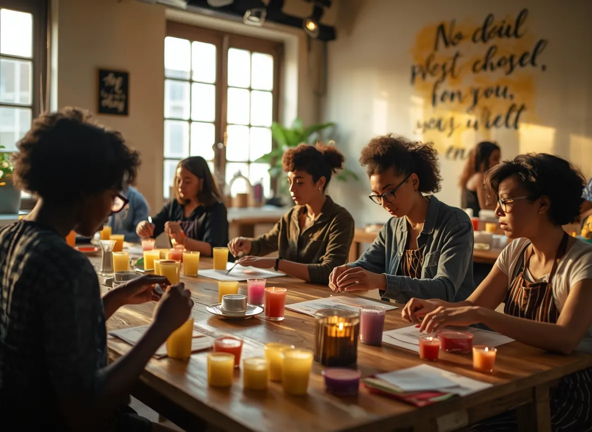 Candlemaking workshop session at studio