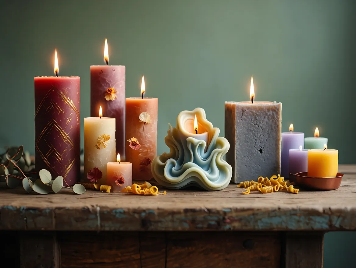 Collection of custom designed candles